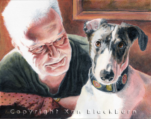 Dad and Lilly, by Xan Blackburn, pet and people portraits