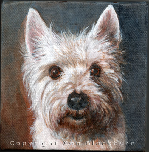 "Beau" by Xan Blackburn. Acrylic on canvas panel.  Pet portrait, hound, dog, dog portrait