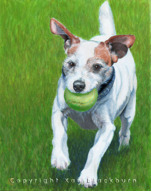 "Jilly Bean" by Xan Blackburn.  Acrylic on canvas panel.  Terrier, pet portrait