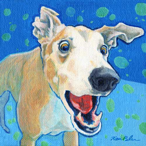 "Popular Demand" by Xan Blackburn. Acrylic on canvas, greyhound, hound, greyhound portrait, dog, dog portrait "Popular Demand" by Xan Blackburn. Acrylic on canvas