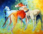 Trish's Three, by Xan Blackburn, acyrlic on panel